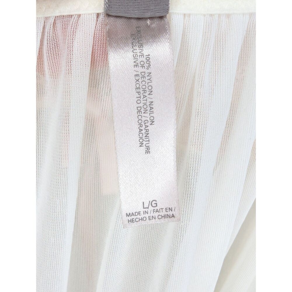 Y2K Victoria's Secret Babydoll Nightie Lingerie Sz L Sheer White Peach Coquette - Picture 8 of 10
